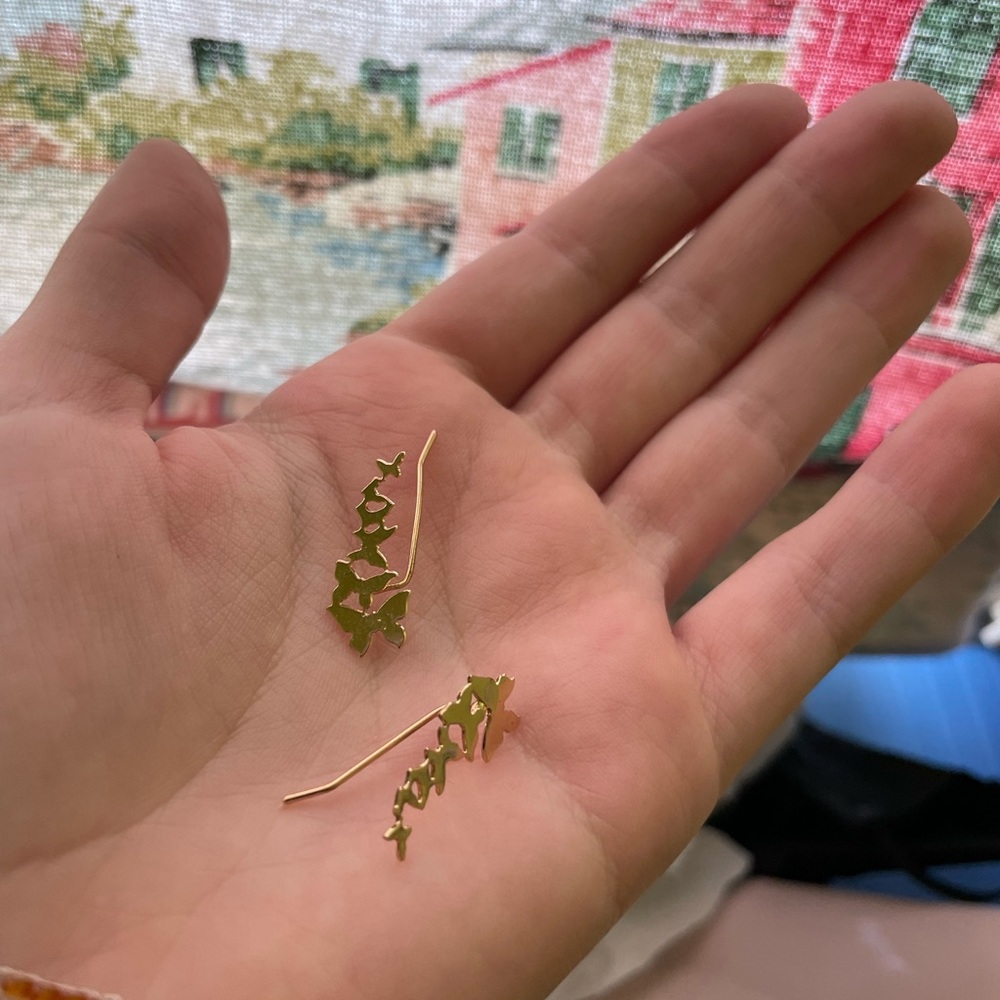 Ear climber butterfly earrings